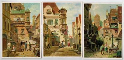 5 db RÉGI művészlap, Carl Spitzweg festményei / 5 pre-1945 art postcards, Carl Spitzweg paintings