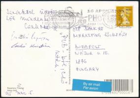 1995 Képeslap a birgminghami műkorcsolya VB-ről, rajta Czakó Krisztián aláírásával