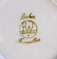 Dekor Bavaria Feinsilber hiányos porcelán teáskészlet (6 csésze. 5 alj, 1 kiöntő), jelzett, kopás ny...