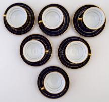 Ilmenau porcelán teászkészlet (6 csésze, 6 alj), matricás, jelzett, csésze: 6x4 cm, alj: 11 cm