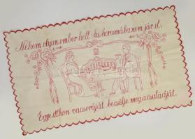 "Nekem olyan ember kell..." - feliratú konyha textil fali dísz, sérüléssel, 50x85 cm