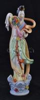 Kínai nő figura, kézzel festett, jelzett, enyhén kopott, m: 38 cm.
