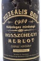 1984 Muzeális bor: hosszúhegyi merlot, száraz vörösbor, 0,75 l