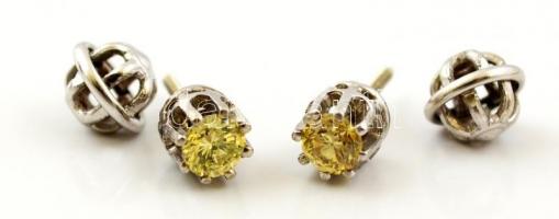 Gyémánt fülbevaló pár 14 K fehérarany foglalatban. Br 1,73 g , Gyémántok összesen 0,45 Ct. Díszdobozban / Diamond and white gold earrings.