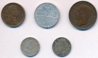 Vegyes: Dánia 1905. 10o Ag "IX. Keresztély" + Amerikai Egyesült Államok 1c Br "Lincol...