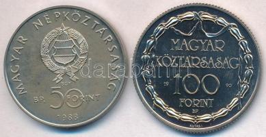 1988. 50Ft "Világ Vadvédelmi Alap II." + 1990. 100Ft Cu-Ni "200 éves a hivatásos magy...