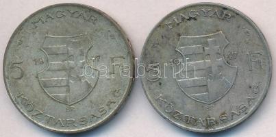 1947. 5Ft Ag "Kossuth" (2x) T:2- patina