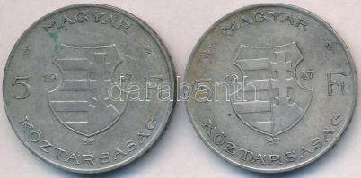 1947. 5Ft Ag "Kossuth" (2x) T:2-,3
