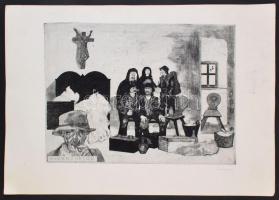 Lukovszky László (1922-1981) Kivándorlók. Rézkarc, papír. Jelzett. 39x57 cm