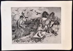 Jelzés nélkül: A föld azé, aki megműveli. Rézkarc, papír. 39x57 cm