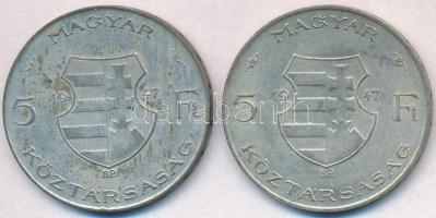 1947. 5Ft Ag "Kossuth" (2x) T:2,2-
