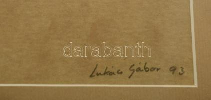 Lukács Gábor: Bánffyhunyad. Ceruza, papír. Jelzett. Üvegezett keretben.32x40 cm