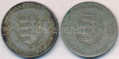 1947. 5Ft Ag "Kossuth" (2x) T:2,2- kis ph., patina