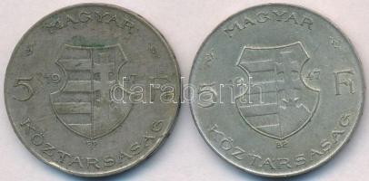 1947. 5Ft Ag "Kossuth" (2x) T:2,2- ph., patina, kis karc