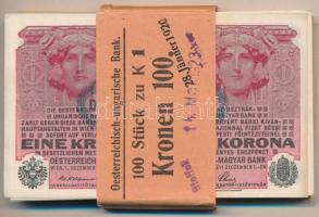 1916. 1K (100x) "DEUTSCHÖSTERREICH" felülbélyegzéssel, nagyrészt sorszámkövető, néhány ugr...