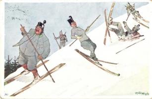 K.u.K. alpine unit, skiing, humour, B.K.W.I. 560-7. s: Schönpflug