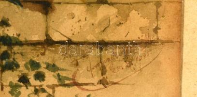 Olvashatatlan jelzéssel: Gyümölcs csendélet 1895. Akvarell, papír, üvegezett keretben, 33×24 cm