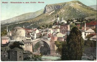 Mostar, Römerbrücke m. serb. Kirche / bridge and Serbian church