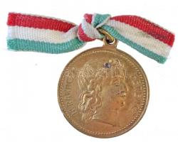 ~1890. "II. Rákóczi Ferenc / Kassa - Rodostó" Br medál füllel, nemzetiszín szalaggal (23mm...