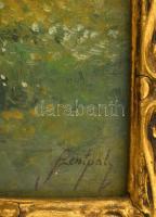 Szentpály Zoltán (?-?): Patak part. Olaj, falemez, jelzett, üvegezett sérült, keretben, 18×33 cm