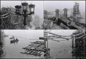 1947 Budapest, a Lánchíd újjáépítése, 20 db vintage negatív (24x36 mm) és az erről készült mai nagyítások (10x15 cm) Kotnyek Antal (1921-1990) fotóriporter hagyatékából