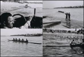 1954 Budapest, evezős sportolók a Dunán, 35 db vintage negatív (24x36 mm) és az erről készült mai nagyítások (10x15 cm) Kotnyek Antal (1921-1990) fotóriporter hagyatékából