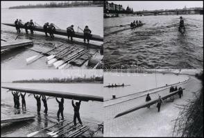 1954 Budapest, evezős sportolók a Dunán, 35 db vintage negatív (24x36 mm) és az erről készült mai na...