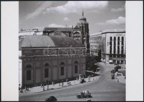 cca 1948 Budapest, Deák tér és Tanács krt. látképe, 2 db vintage negatívról készült mai nagyítás, 18x19 cm