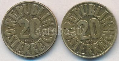 Ausztria 1951-1954. 20Gr Al Br (2x) T:1-
Austria 1951-1954. 20 Groschen Al-Br (2x) C:AU
Krause KM#...