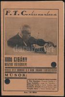 1930 1000 cigány magyar nótaünnepe, FTC pálya, műsorfüzet, 16 p.