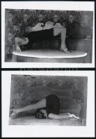 cca 1938 Mozgásművészeti gyakorlatok a kártya asztalon, Szöllősy Kálmán hagyatékában fellelt 4 db vintage negatív mai nagyítása, 13x18 cm