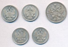 Orosz Birodalom 1915. 10k Ag (3x) + 20k Ag + 1916. 10k Ag T:1-
Russian Empire 1915. 10 Kopeks Ag (3...
