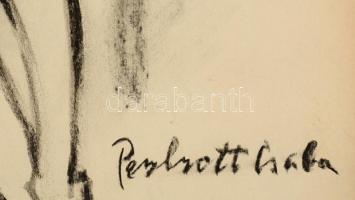 Perlrott jelzéssel: Férfi akt. Szén, papír, szakadással, felcsavarva, 60×40 cm