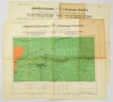 1888 Gesell Sándor: A körmöczi bányavidék földtani viszonyai bányaigeologiai szempontból 2 db nagyméretű litografált térkép. mérete: 93x71 cm. Kiváló állapotban. Hozzá jelmagyarázat  / Maps of Kremnitz area