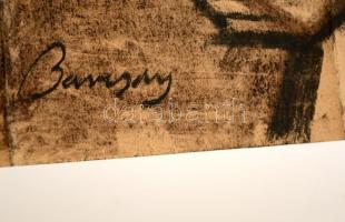 Barcsay jelzéssel: Nő almával. Szén, papír, hajtott, szakadásokkal, 38×26 cm