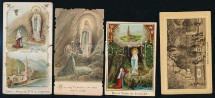 cca 1910 7 db lourdes-i Szűz Mária szentkép, köztük litho, vegyes minőségben, 10,5x5 cm és 12x6,5 cm közti méretben