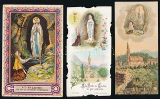 cca 1910 7 db lourdes-i Szűz Mária szentkép, köztük litho, vegyes minőségben, 10,5x5 cm és 12x6,5 cm...