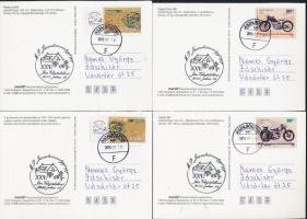 14 db MODERN veterán motoros képeslapsorozat, ebből 12 Carte Maximum, mindegyik lapon 'XXI. Jász Világtalálkozó' pecséttel / 14 MODERN veteran motorcycle motive postcard series, among them 12 CM, all of them with So. Stpl.