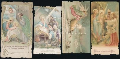 cca 1910-1930 9 db karácsonyi litho szentkép, vegyes minőségben, 10x5,5 cm és 12x6,5 cm közti méretb...