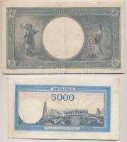 Románia 1941. 1000L + 1944. 5000L T:III,III- kis szakadás
Romania 1941. 1000 Lei + 1944. 5000 Lei C...