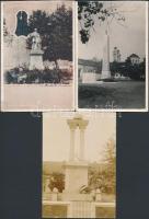 7 db RÉGI magyar városképes képeslap, első világháborús hősi emlékek: Püspökbogád, Érd, Királyhegyes...