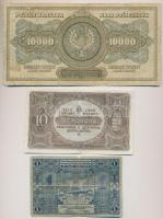 7db-os vegyes bankjegy és szükségpénz tétel, közte Montenegró 1912. 1P, Lengyelország 1922. 10.000M,...