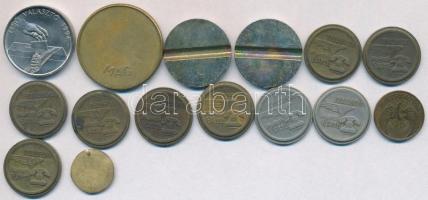 15db-os vegyes zseton, játékpénz és telefonérme tétel T:2,2- ly