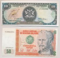 Vegyes: Kolumbia 1980. 10P + Trinidad és Tobago 1985. 10$ + Peru 1987. 50I + Brazília 1997- 1R + Par...