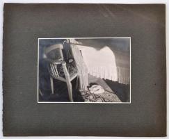 cca 1920 Halács Gertrúd: Reggeli napfény, feliratozott vintage fotóművészeti alkotás, 12x17,5 cm, ka...