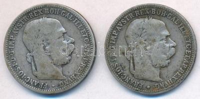 Ausztria 1893. 1K Ag "Ferenc József" (2x) T:2-,3
Austria 1893. 1 Corona Ag "Franz Jo...