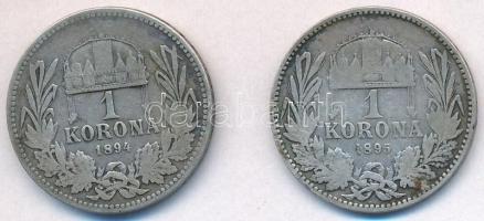 1894KB-1895KB 1K Ag "Ferenc József" (2x) T:2-,3