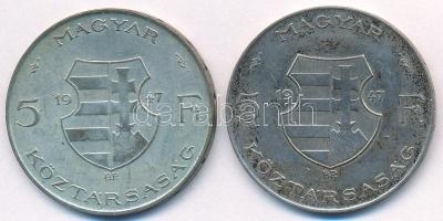 1947. 5Ft Ag "Kossuth" (2x) T:2,2- karc, kis ph