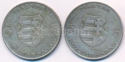 1947. 5Ft Ag "Kossuth" (2x) T:2-