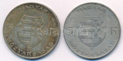 1947. 5Ft Ag "Kossuth" (2x) T:2,2- patina, ph